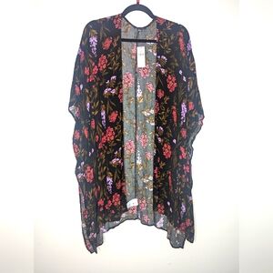 AE Floral Kimono Black Red Xs / Small NWT